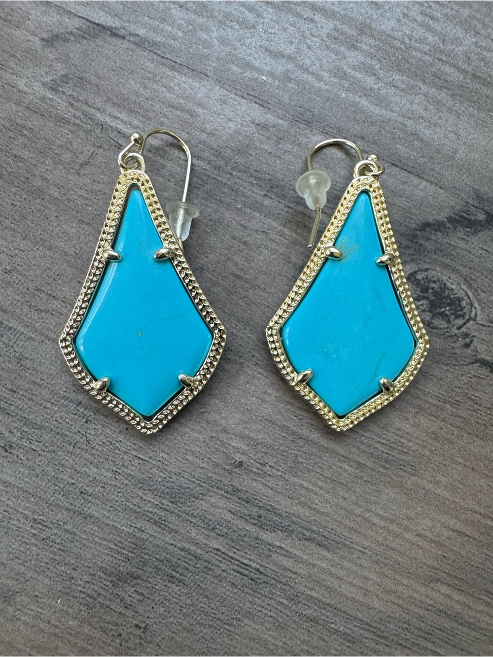 Kendra Scott Alex Turquoise Teardrop Gold-Trim Earrings